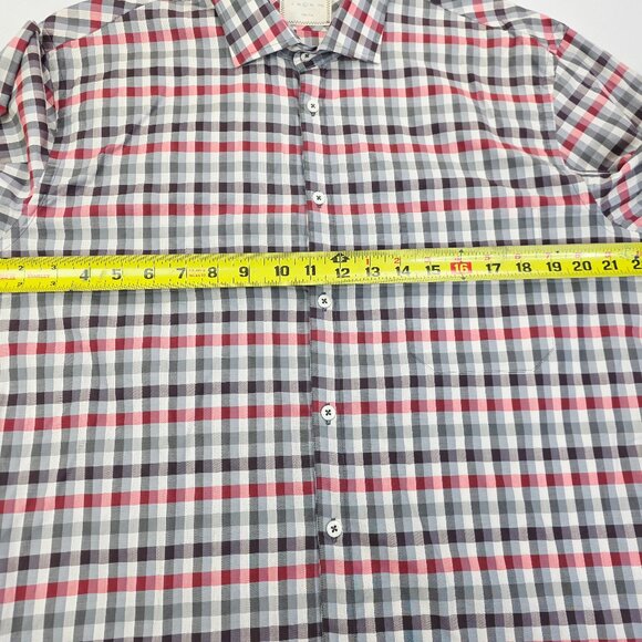 Billy Reid Slim Cut Size Large Mens Multi Check Spread Collar Cotton Shirt - Picture 3 of 9